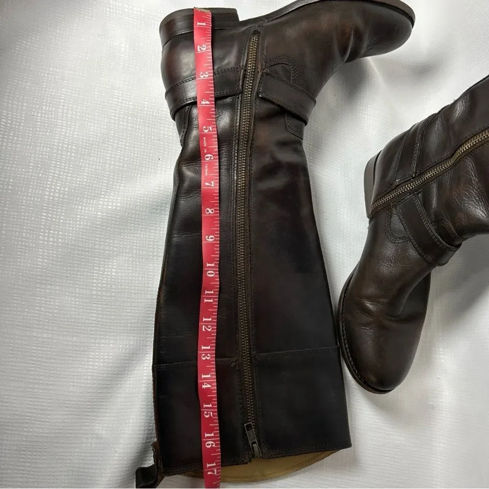 FRYE Melissa Brown Leather Zip Knee High Riding Boots Womens Sz 7 B Style 76929 - Picture 7 of 13